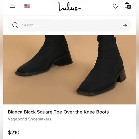 Vagabond Blanca Black Square Toe Over the Knee Boots - Picture 3 of 10